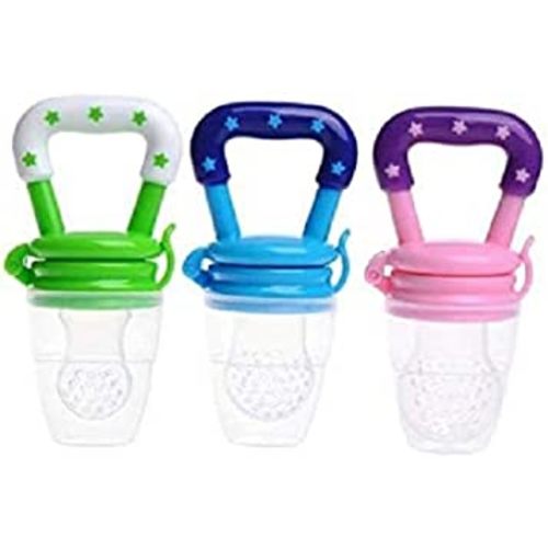 Baby Fruit Feeder Pacifier 3Pack-Fresh Food Feeder-Silicone Nipple Teething Toy-Silicone Pouches for Toddlers & Kids