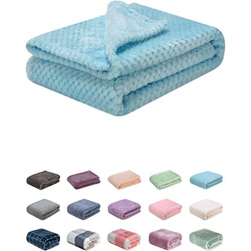 Fuzzy Blanket or Fluffy Blanket for Baby, Soft Warm Cozy Coral Fleece Toddler, Infant or Newborn Receiving Blanket for Crib, Stroller, Travel, Decorative (28Wx40L, XS-Ice Blue)
