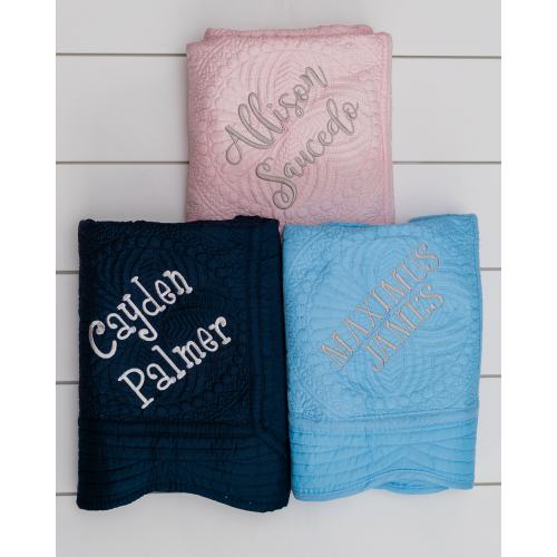 Monogrammed Baby Quilt: Embroidered Heirloom Gift