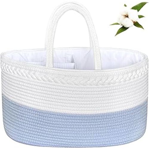 ABenkle X-Large Diaper Caddy Organizer - Cotton Rope Nursery Storage Basket for Baby Essentials, Boys & Girls Shower Gift, Changing Table Organizer