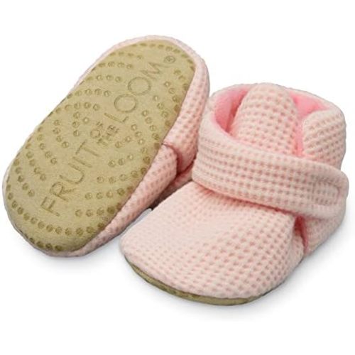 Fruit of the Loom Cozy Thermal Wrap Booties with Non-Skids for Baby Girls, Boys, Unisex