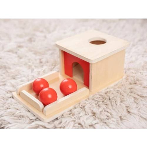 Montessori Object Permanence Box Wooden Toy Tray and Ball Drop Baby First Learning Toys Imbucare Box
