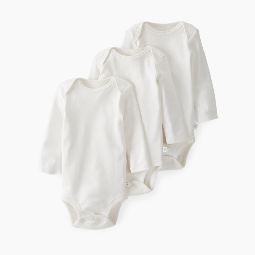 Carter's Little Planet Organic Long-Sleeve Cotton Rib Bodysuits (3-Pack) - Light Cream, Newborn