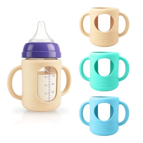 3-Pack Silicone Sleeves for New Lansinoh & Pigeon Glass Baby Bottle 5 oz