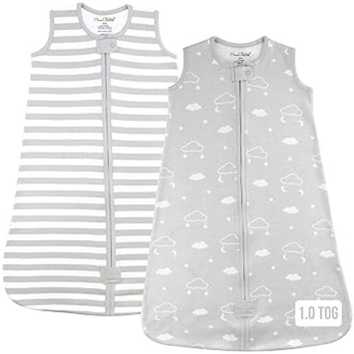 Baby Sleep Sack 1.0 TOG, Organic Cotton Baby Wearable Blanket with Two-Way Zipper, Swaddle Transition Baby Sleeping Bag, All-Season Sleep Sack for Newborn Infant Toddler Boy Girl, 2-Pack, 6-12 Month