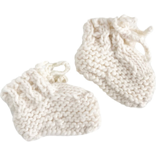 Classic Newborn Booties, Cream - The Blueberry Hill Shoes & Booties | Maisonette