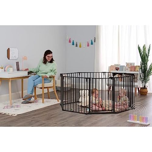 Regalo 192-Inch Super Wide Adjustable Baby Gate and Play Yard, Black, 4-in-1, Bonus Kit, Includes 4 Pack of Wall Mounts - 192-Inch Black
