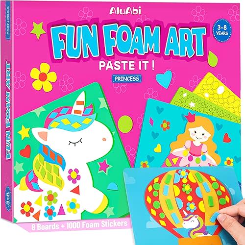 Foam Sticker Art Craft Activity,No Mess Fun Sticker for Kids, DIY 3D Foam Felt Craft Kit,Creative Learning Toy Travel Game,Birthday Christmas Gifts for Boys Girls Toddlers Ages 3 4 5 6 7 8