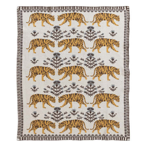 Creative Co-op - Cotton Knit Baby Blanket with Tigers