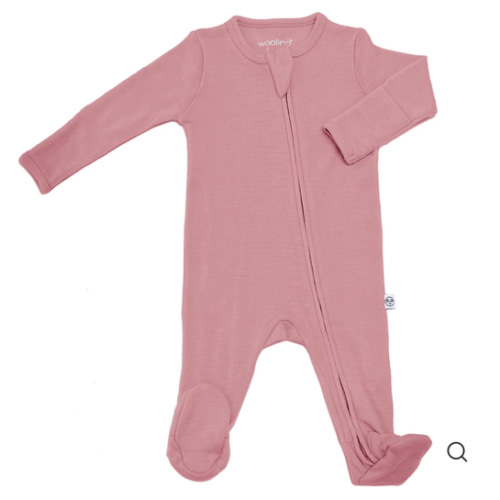 Footie Pajamas, Merino Wool, Blush