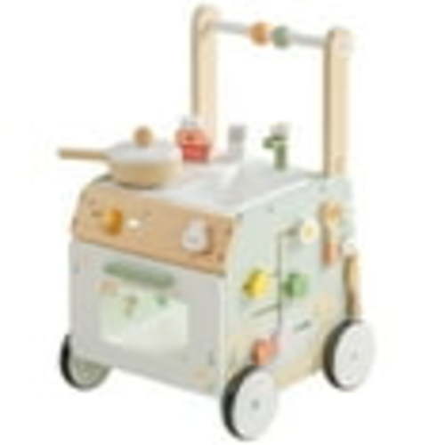 Robud Wooden Baby Push Walker – Montessori Learning Adjustable Toy with Activity Panel & Safety Wheels, Prevent O-Shaped Legs, for 10-12 Months 1 2 3 Years Old Girls Boys