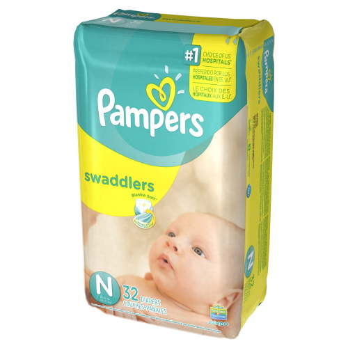Pampers Swaddlers Baby Diapers Size N, 32 count for Newborns