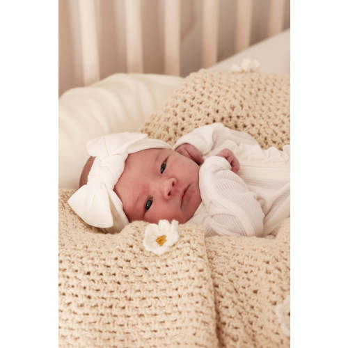 Cloud White Bamboo Waffle Ruffle Zipper Footie