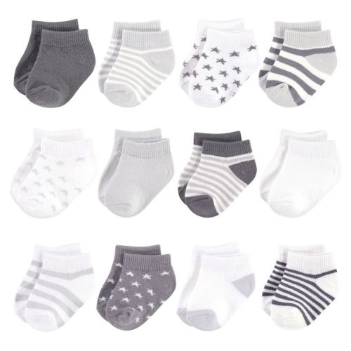 Touched by Nature Baby Unisex Organic Cotton Socks, Cream Charcoal Stars, Size: 6-12 months