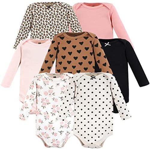 Hudson Baby baby-girls Cotton Long-sleeve Bodysuits 7-pack