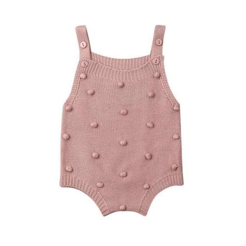 Knit pompom jumpsuit- blush – ChubbyBubbyBear LLC