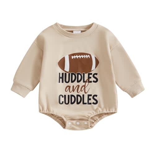 Sasaerucure Infant Baby Game Day Outfit Boy Girl Long Sleeve Romper One Piece Football Onesie Newborn Winter Clothes