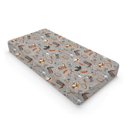 Cowboy Life Baby Changing Pad Covers for Boy Girl 32''x16'' Retro Cowboy Hats Boots Horse Cow Skull Fitted Diaper Change Table Mats Country Western Soft Breathable Nursery Cradle & Bassinet Sheets
