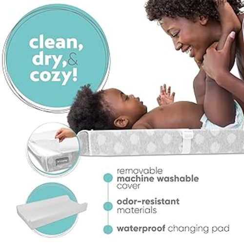 Contoured Changing Pad - Waterproof & Non-Slip, Includes a Cozy, Breathable, & Washable Cover - Jool Baby (Gray)