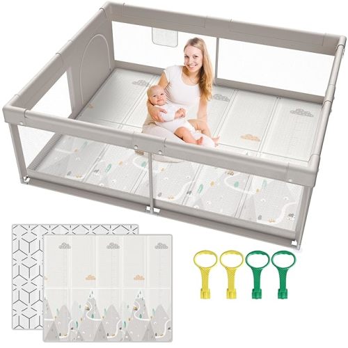 71 * 59 inch Baby Playpen with Mat,Playpen for Babies and Toddlers, Large Play Pen for Kids, Play Pen for Babies and Toddlers