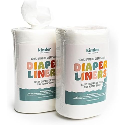 Unscented Disposable Fragrance Free 2 Rolls of Diaper Liners Kinder Cloth Diaper Biodegradable Cloth Diaper Liners 200 Sheets 7x11 Easy Clean Up Catch Solids Cloth Diapering Eco Friendly