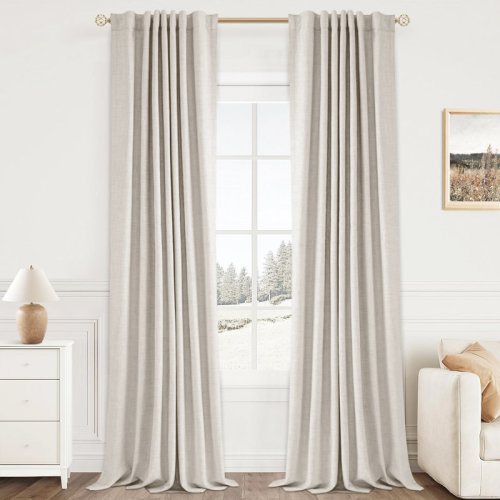 Gracie Oaks Graciella Thermal Insulated Faux Linen Textured 100% Blackout Curtains for Bedroom Living Room Back Tab/Rod Pocket & Reviews | Birch Lane