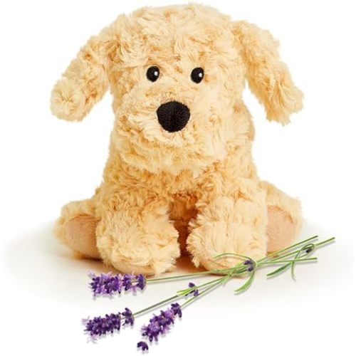 Warmies Junior Golden Dog Microwavable, Hot or Cold for Cool Relaxation and Warm Relief, Lavender Scented Cozy Plush Animal
