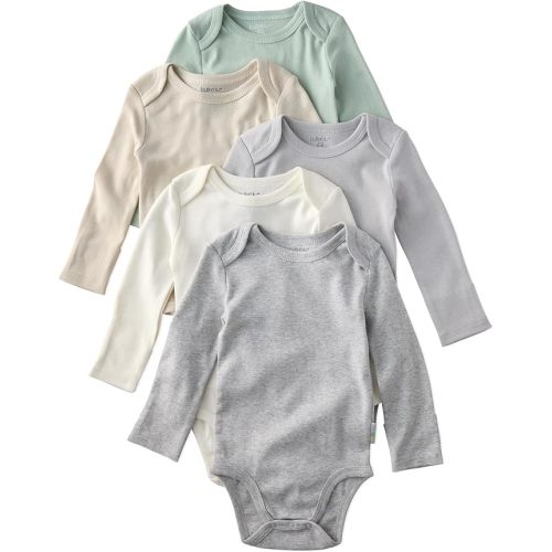 Butterblu Blake 5-Pack Long Sleeve Bodysuits 100% Organic Cotton Baby Clothes for Boys and Girls