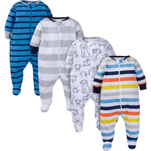Onesies Brand Baby Boy Sleep 'N Plays Footed Pajamas, 4-Pack, Newborn - 6/9M