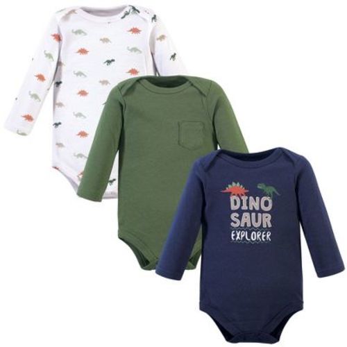 Hudson Baby Infant Boy Cotton Long-sleeve Bodysuits 3pk, Dinosaur Explorer, 18-24 Months