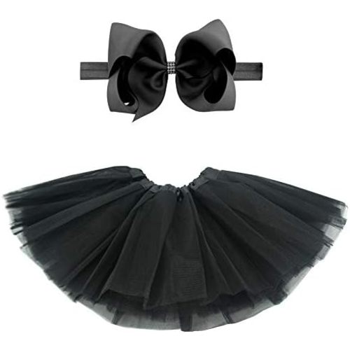 BGFKS 5 Layered Toddlers Tulle Tutu Skirt for Girls with Headband for Baby Girl 0 to 36 Months
