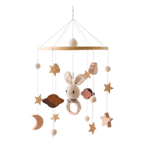 Montessori Baby Crib Mobile Sensory Toy for Girls Boys Newborn Children Birthday Rabbit
