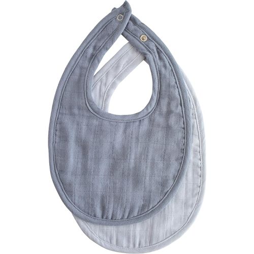 mushie Muslin Baby Bib | Soft Cotton for Infant Drips, Drools & Feedings | Adjustable Fit | 2 Pack