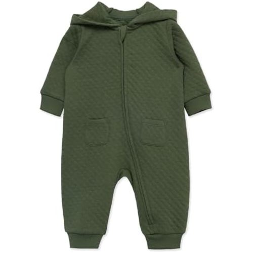 Little Me Simply Essential Solids Gender Neutral Organic Cotton Blend Hooded Coverall, 3 Months - 12 Months