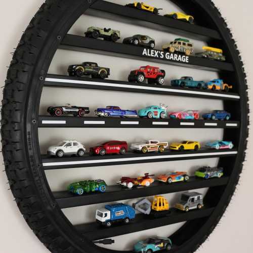 Personalized Tire Shelf, 1:64 Scale Toy Car Display, Mini Car Garage, Toy Car Organizer, Toy Car Holder