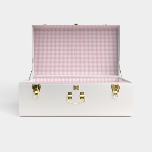 Petite Keep Grand Classic Trunk - White - Picnic in Pink / Embroidery