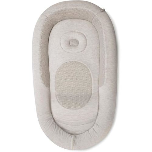 Inglesina Welcome Pod Baby Lounger (0–8 Months) – US Compliant Infant Lounger with Ergonomic Support for Supervised Tummy Time & Play, Breathable Bamboo & 3D Mesh, Quiet Beige