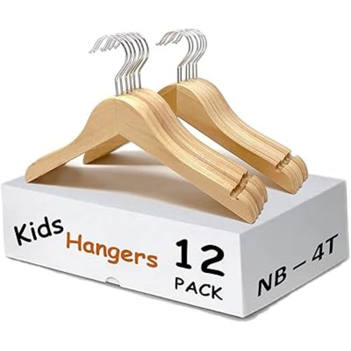 Kids Hangers (Natural Wood, Baby/Toddler Hangers NB-4T)