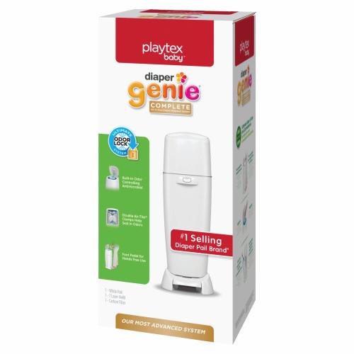 Playtex Diaper Genie Complete Diaper Pail, Fully Assembled, with Odor Lock Technology, Includes 1 Pail & 1 Refill, White