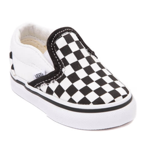 Vans Slip-On Checkerboard Skate Shoe - Baby / Toddler - Black / White | Journeys