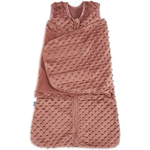 HALO Sleepsack Swaddle, 3-Way Adjustable Swaddle Blanket, TOG 3.0, Velboa, Cedar Plush Dots, Newborn, 0-3 Months
