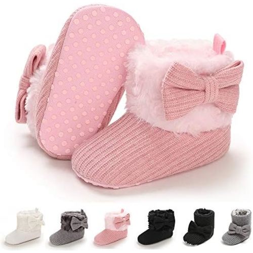 E-FAK Baby Boy Girl Boots Newborn Shoes Winter Snow Bowknot Anti-Slip Soft Sole Warm Infant Toddler Prewalker Booties