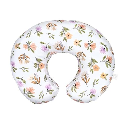 Boppy Original Nursing Pillow, Neutral Wildflowers, Ergonomic Nursing Essentials for Bottle and Breastfeeding, Firm Fiber Fill, with Removable Pillow Cover, Machine Washable