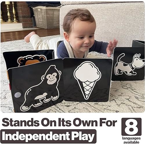 Happy Start Award-Winning High Contrast Board Book - Newborn Black & White Baby Cards, Easy to Clean, Hospital Approved, Stands on Its Own, Tummy Time Toy, Ages 0+ (English)