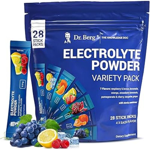 Dr. Berg Sugar Free Electrolyte Powder Packets (Variety Pack) - Daily Electrolyte Drink Mix - 28 Total Hydration Pouches Sugar Free - Keto Electrolytes Powder Packets No Sugar - 7 Delicious Flavors