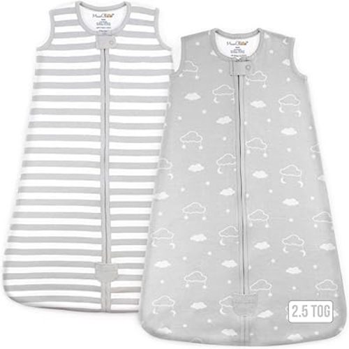 Mama Cheetah Baby Sleep Sack 2.5 TOG, Organic Cotton Baby Wearable Blanket with Two-Way Zipper, Swaddle Transition Baby Sleeping Bag for Newborn Infant Toddler Boy Girl, 6-12 Months, 2-Pack