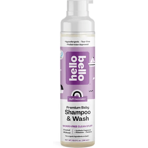 Hello Bello Shampoo & Body Wash - Gentle Hypoallergenic Tear-Free Formula for Babies and Kids - Vegan and Cruelty-Free - Soft Lavender Scented - 10 FL Oz