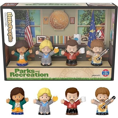 Little People Collector Parks and Recreation TV Show Special Edition Figure Set for Adults & Fans in Display Box