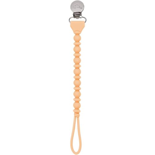 Itzy Ritzy Silicone Pacifier Clip; 100% Food Grade Silicone Pacifier Strap with Clip Keeps Pacifiers, Teethers & Small Toys in Place; Features One-Piece Design & Silicone Cord (Apricot)