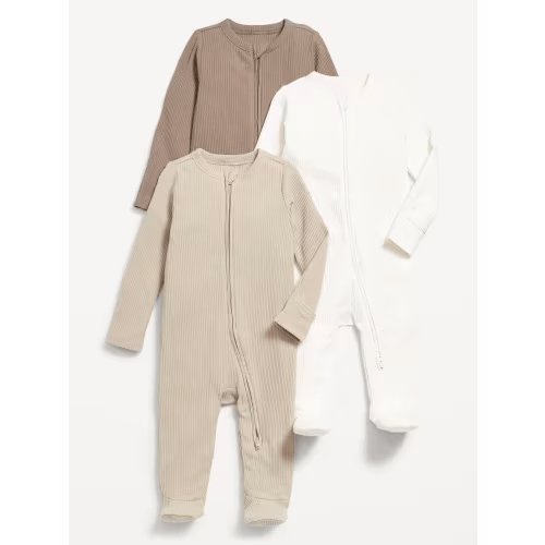 Unisex 2-Way-Zip Sleep & Play Footed One-Piece 3-Pack for Baby | Old Navy